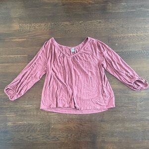 Old Navy poet 3/4 sleeve pink v neck top sz S